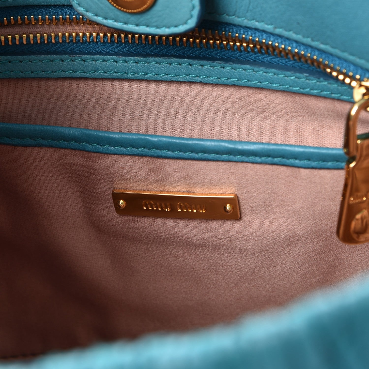 Miu Miu Nappa Matelasse Swarovski Crystal Tote Turchese 7 of 8