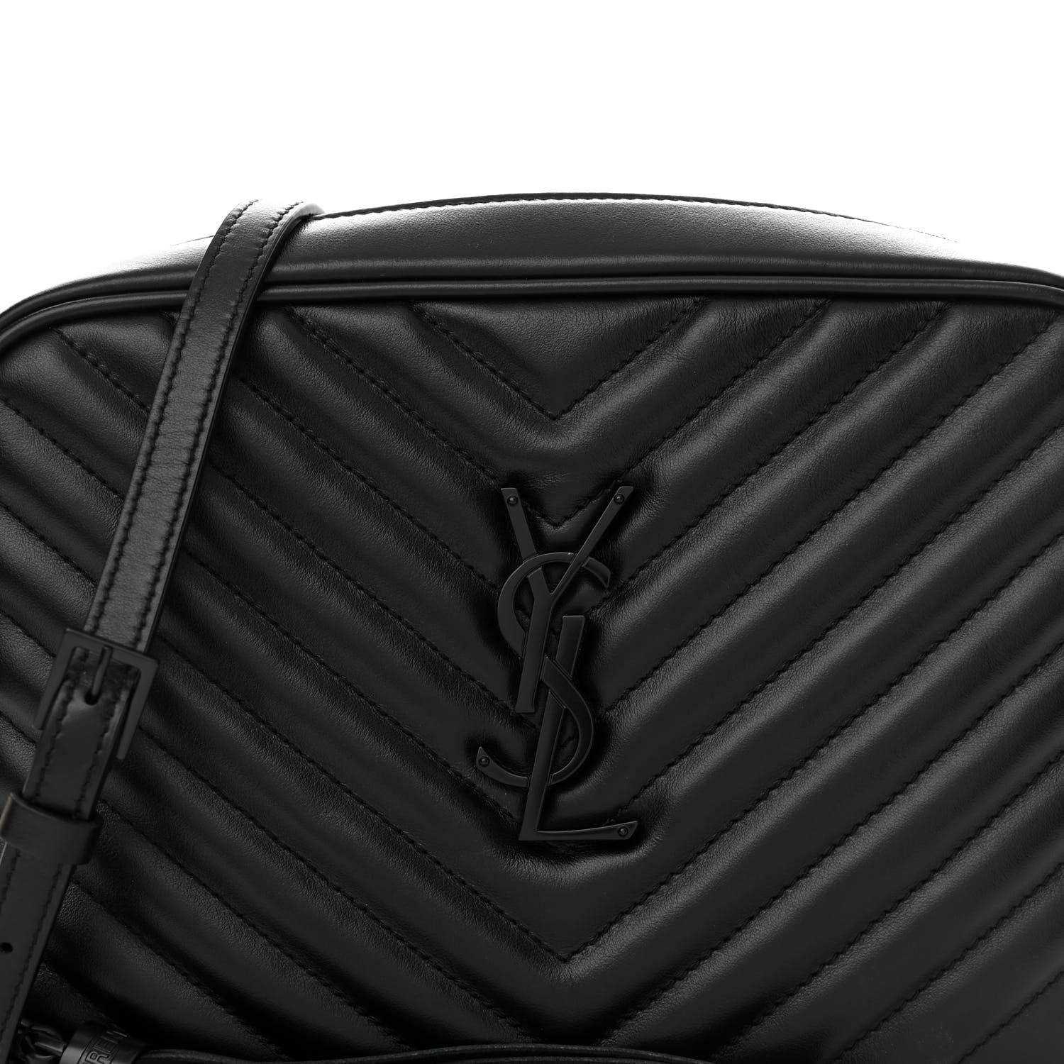 Saint Laurent Calfskin Matelasse Monogram Monochrome Lou Camera Bag Black 8 of 14