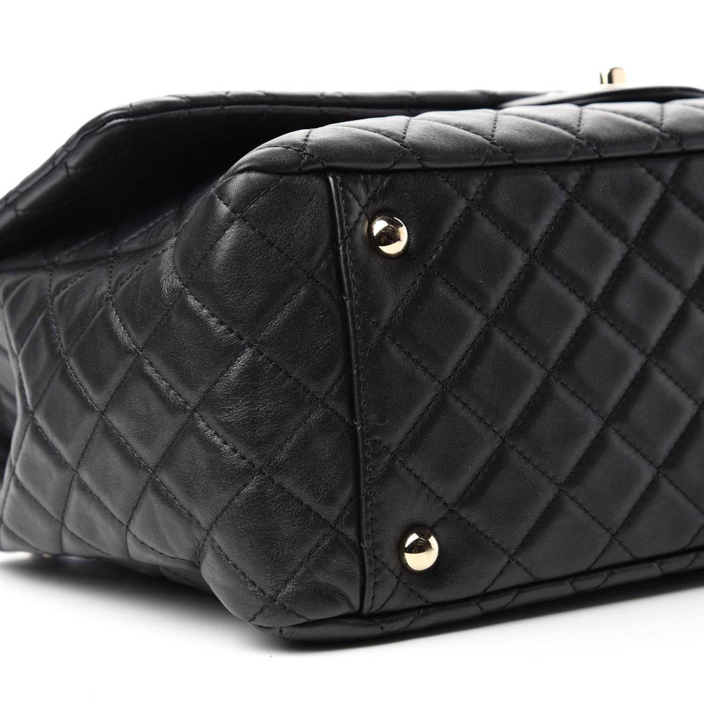 Calfskin Quilted XXL Travel Flap Bag Black