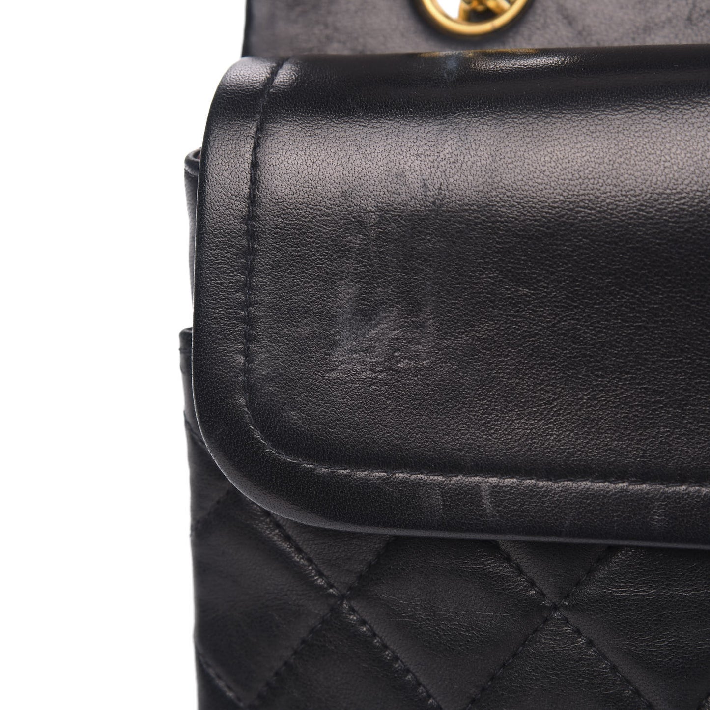 Lambskin Quilted Medium Double Flap Black