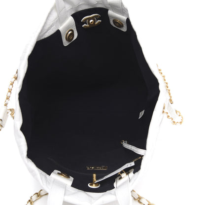 Chanel Calfskin Crocodile Embossed Large Cocodile Shopping Tote White 5 of 9