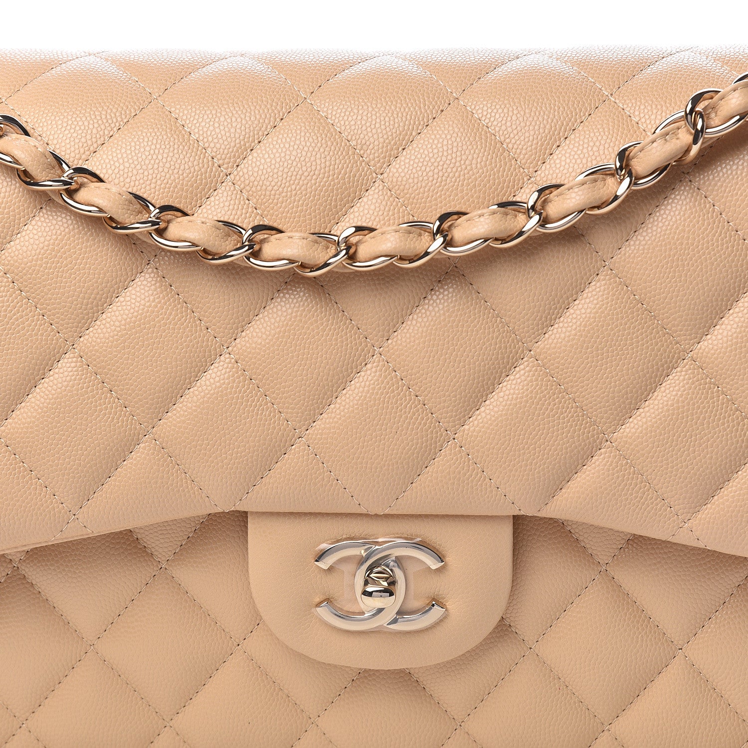 Chanel Caviar Quilted Jumbo Double Flap Beige Clair 10 of 11