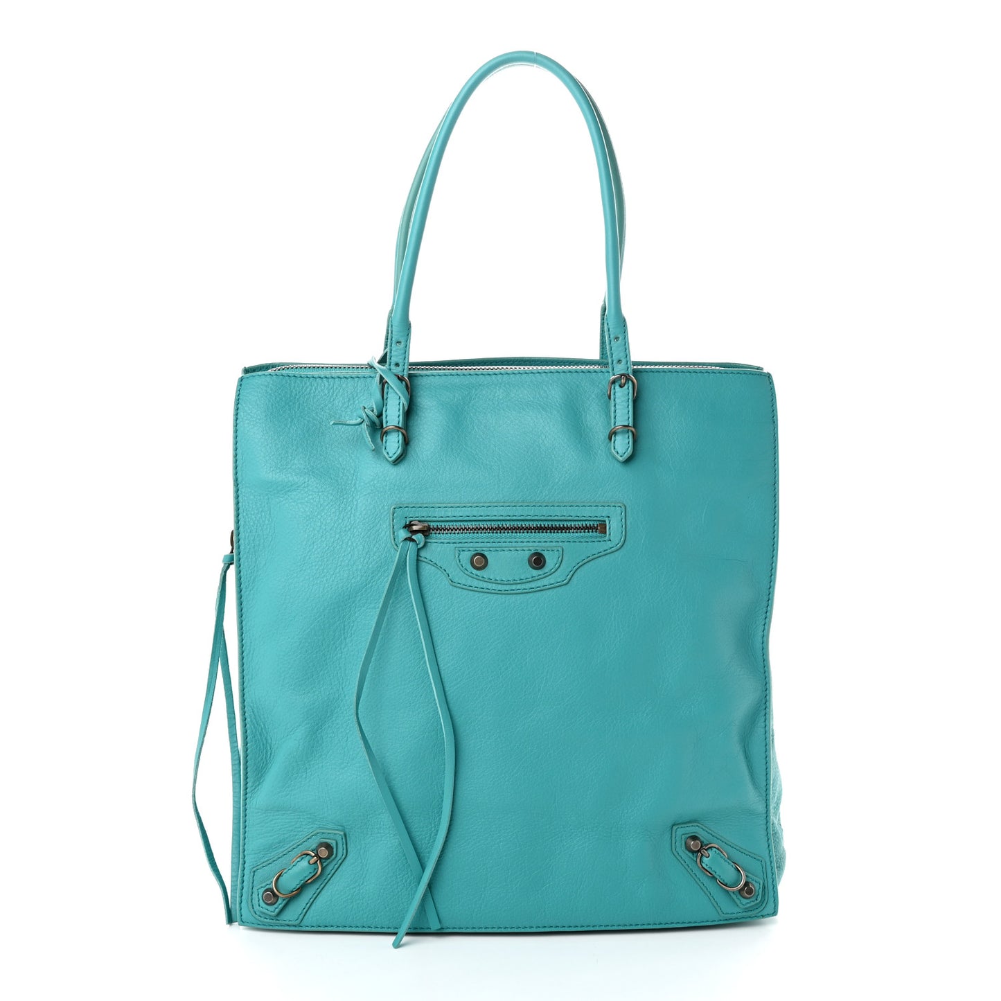 Veau Papier Tote Turquoise