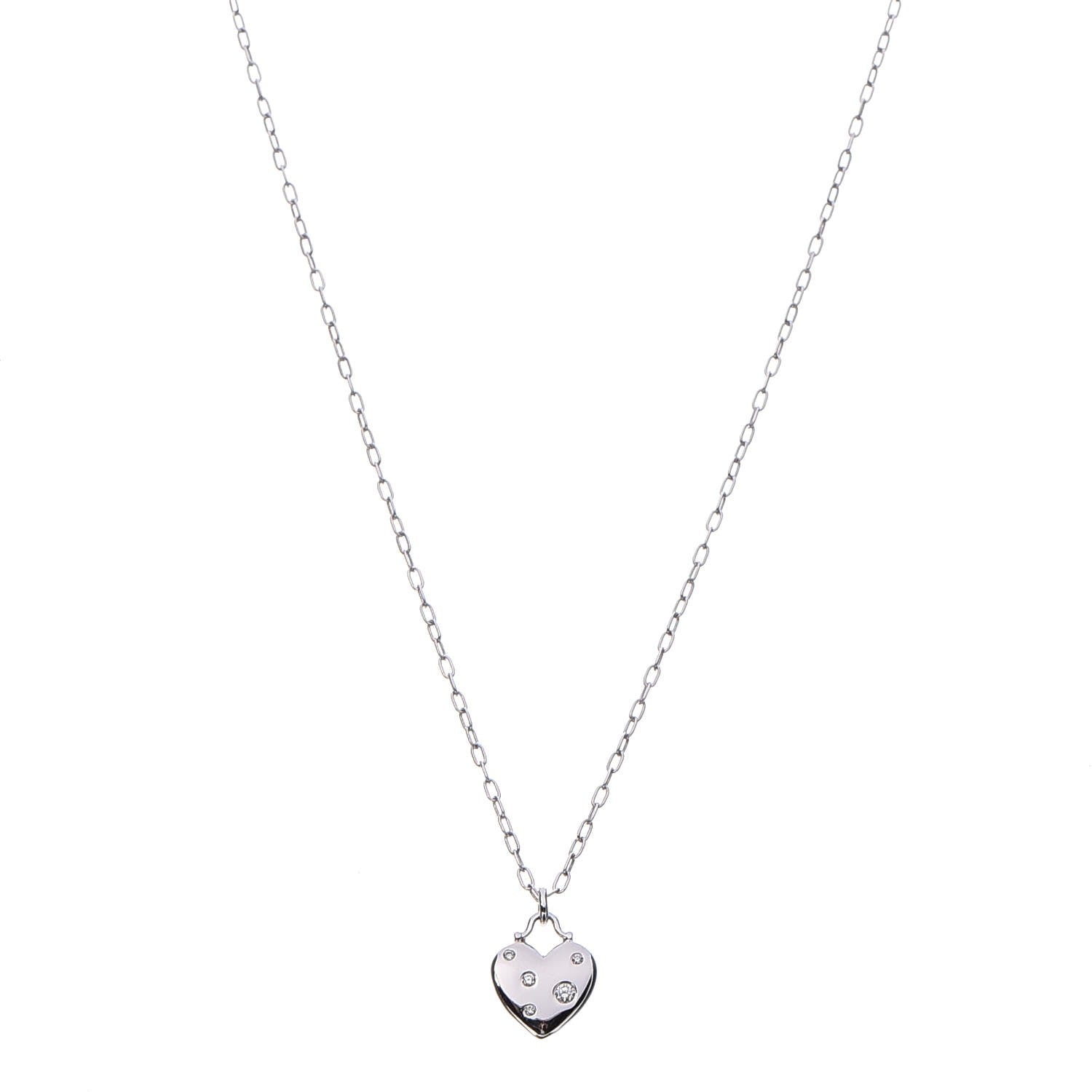Tiffany 18K White Gold Diamond Etoile Small Heart Pendant Necklace 1 of 7