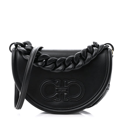 Salvatore Ferragamo Calfskin Aura Shoulder Bag Black 1 of 13