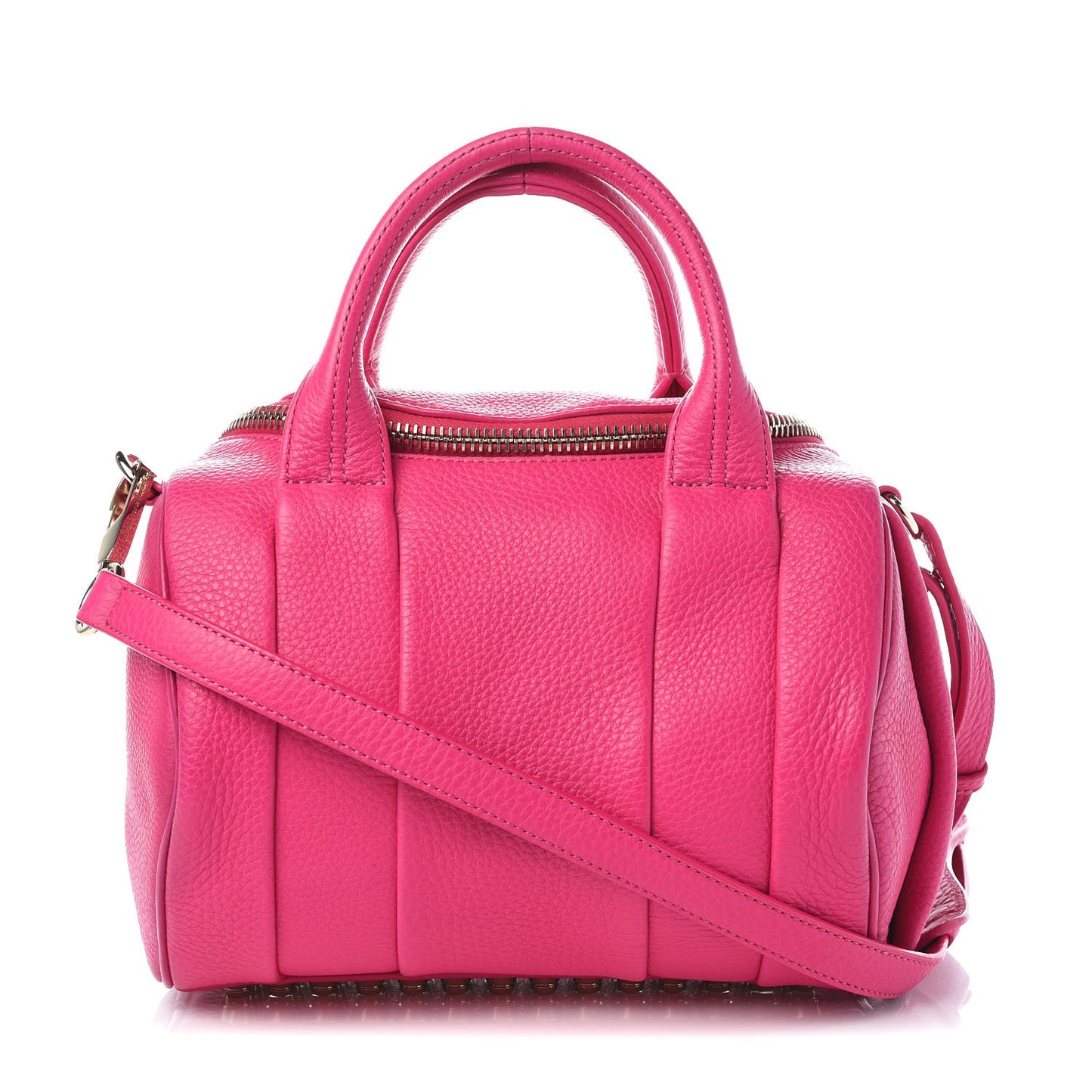Pebbled Lambskin Mini Rockie Fuchsia Rhodium Hardware