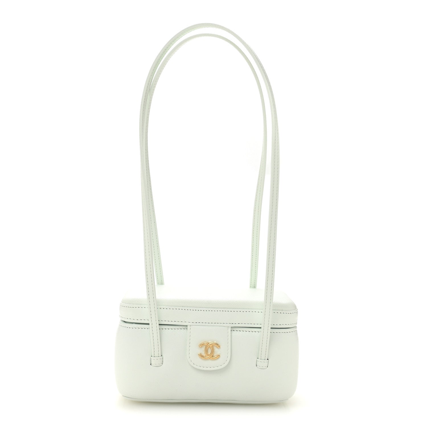 Chanel Shiny Caviar Preppy Coco Long Vanity With Strap Light Blue 1 of 12
