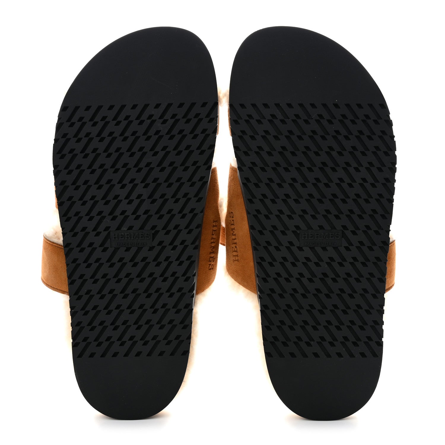 Hermes Suede Goatskin Woolskin Womens Chypre Sandals 37.5 Brun Fume Ecru 5 of 8