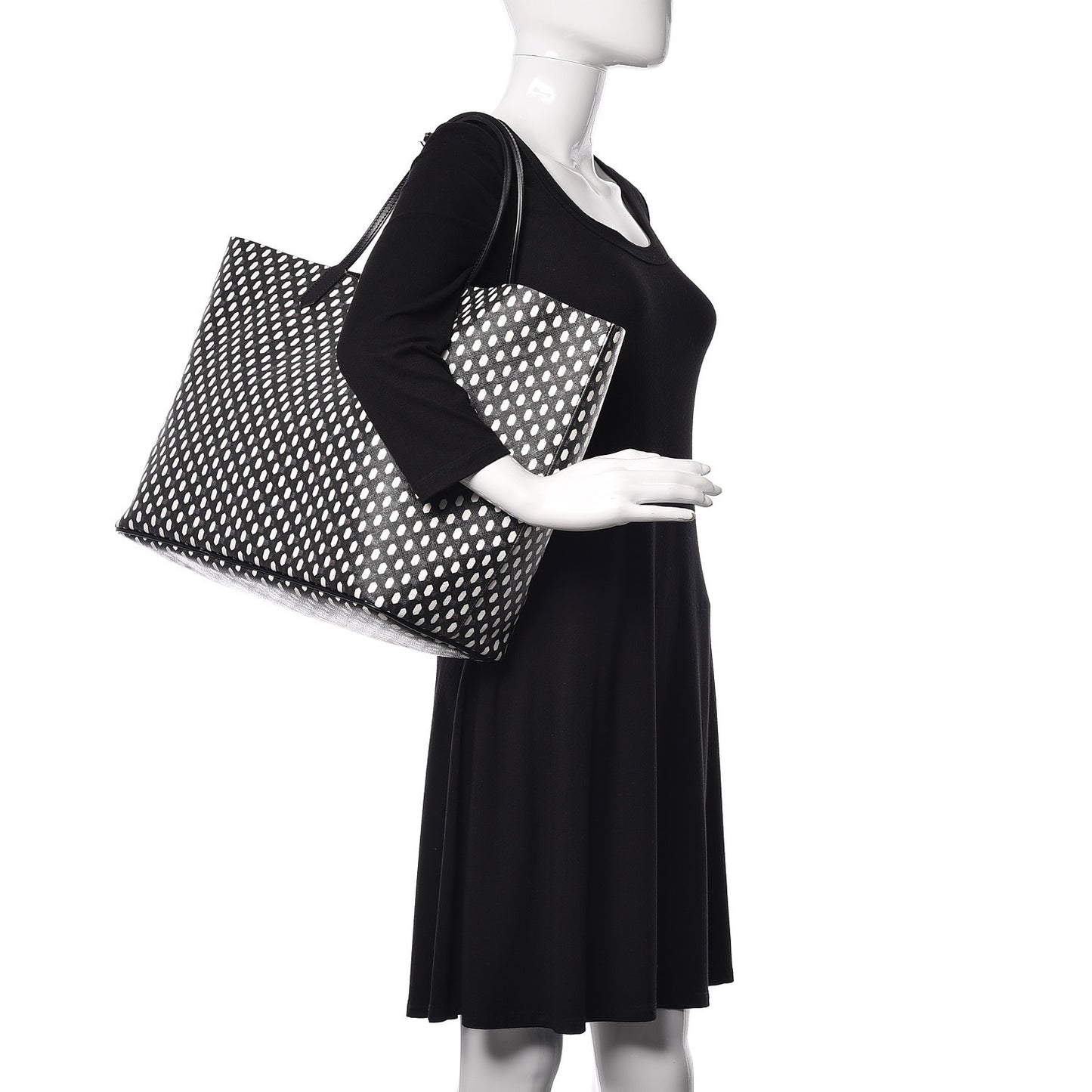 Coated Canvas Large Antigona Tote Black White