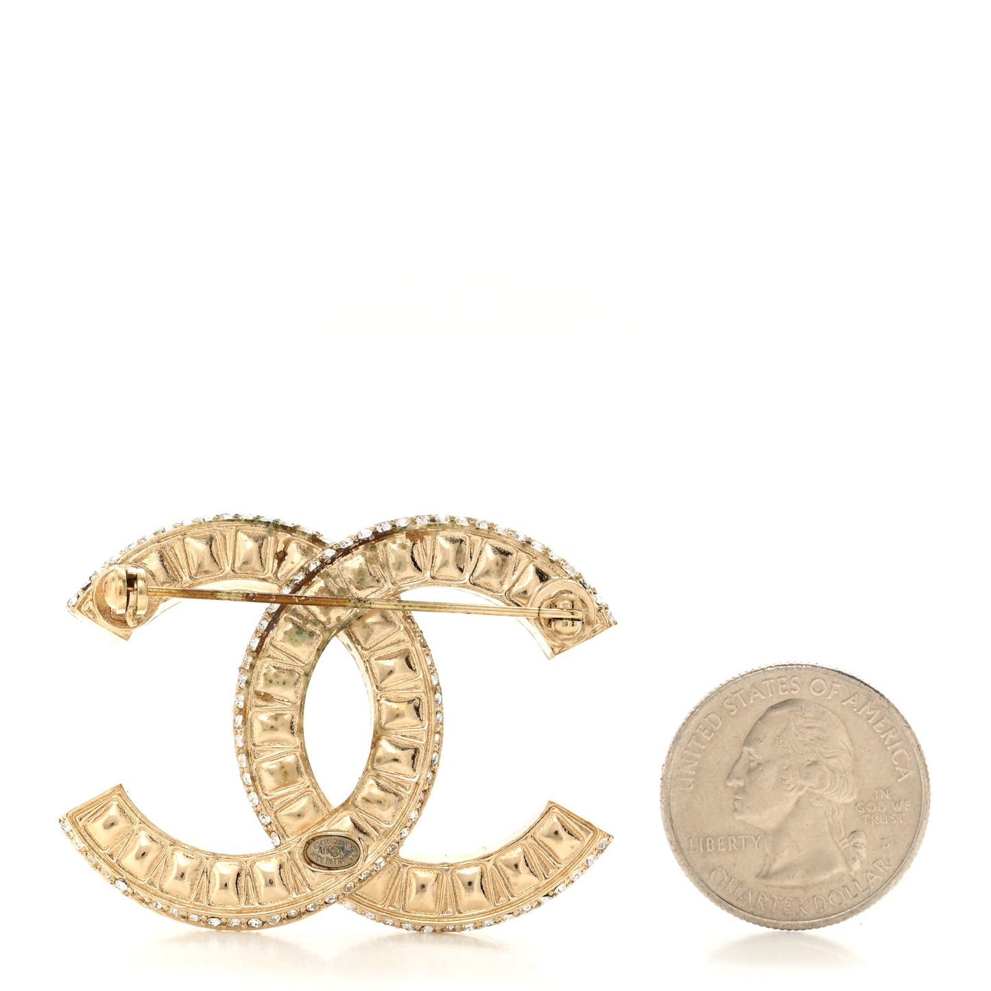 Baguette Crystal CC Brooch Gold
