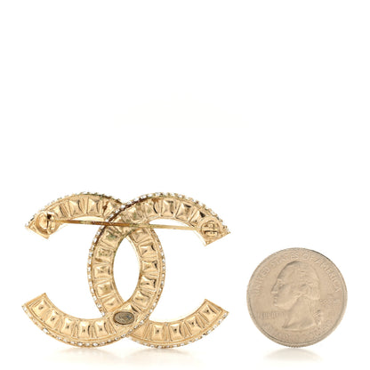 Chanel Baguette Crystal CC Brooch Gold 2 of 5
