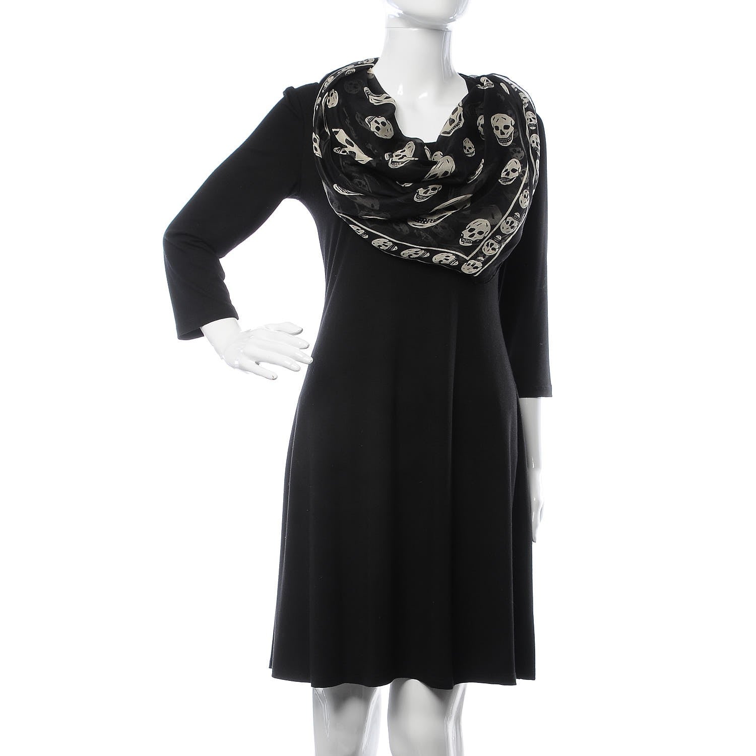 Alexander McQueen Silk Chiffon Skull Scarf Black Ivory 2 of 5