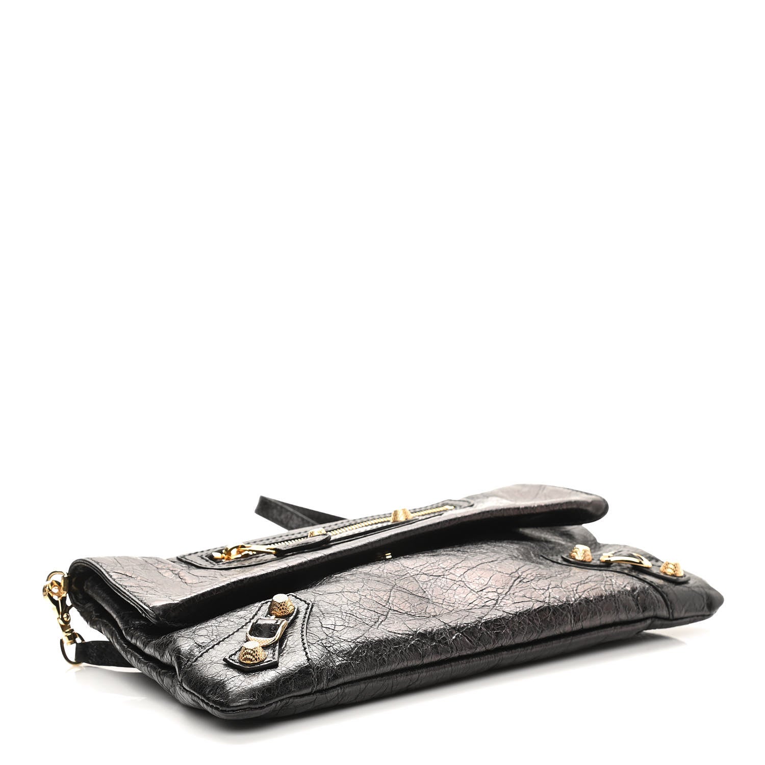 Balenciaga Agneau Giant 12 Gold Hardware Envelope Strap Clutch Black 4 of 10