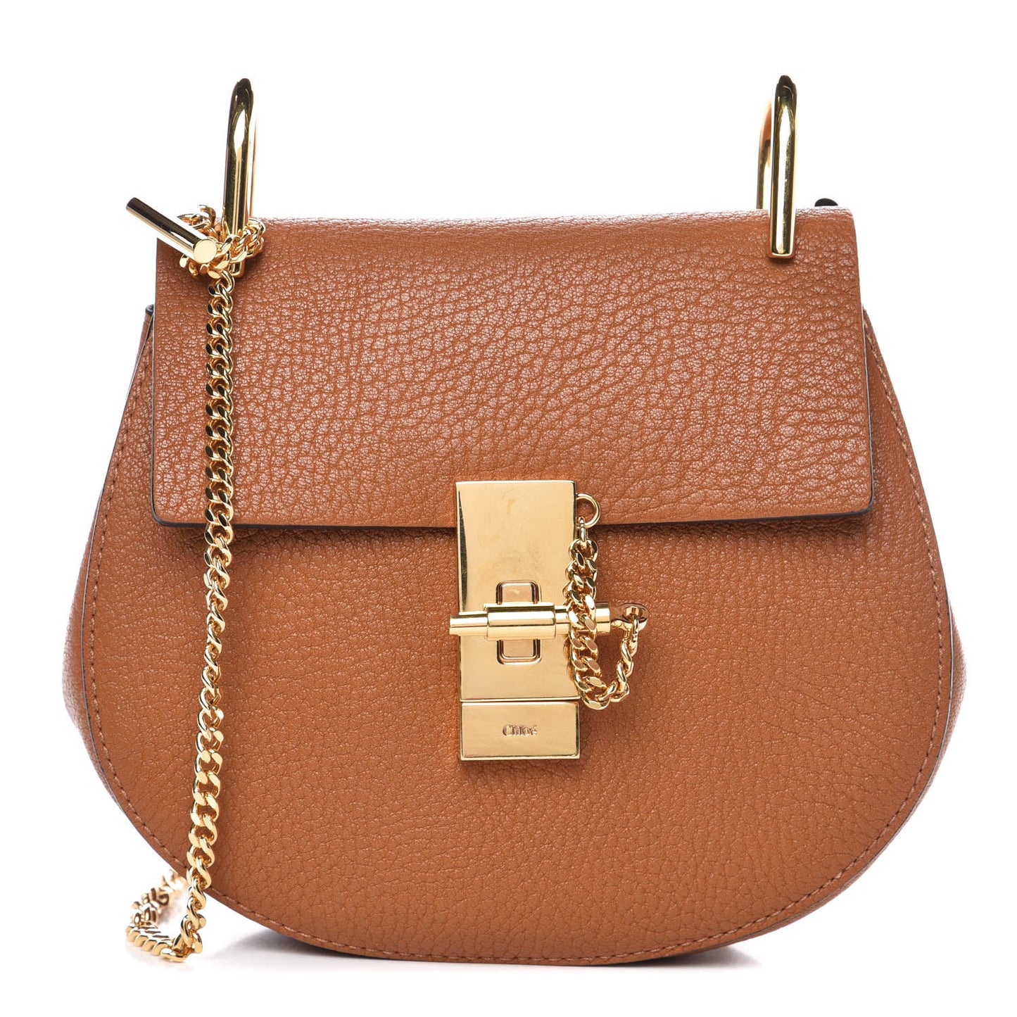 Grained Lambskin Mini Drew Shoulder Bag Caramel