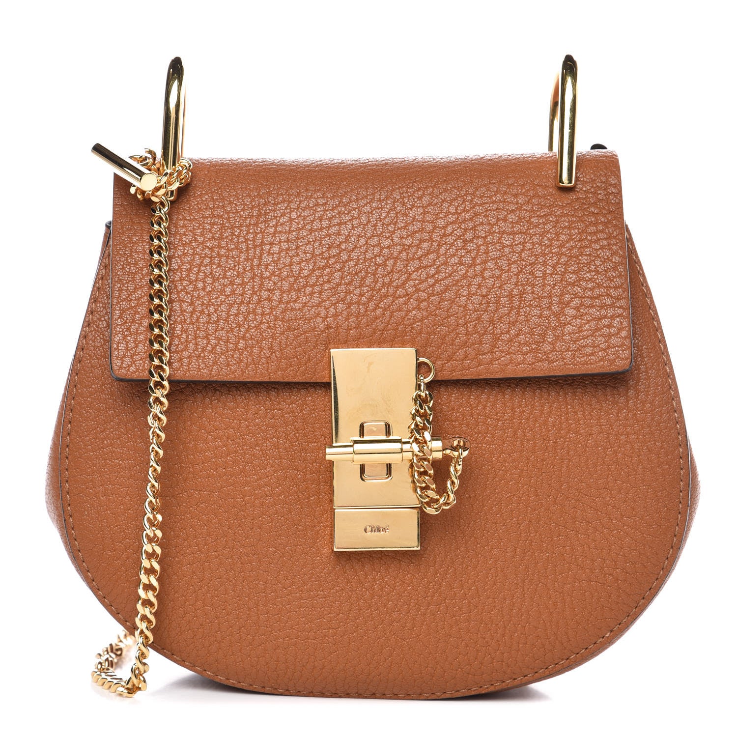 Chloe Grained Lambskin Mini Drew Shoulder Bag Caramel 1 of 8