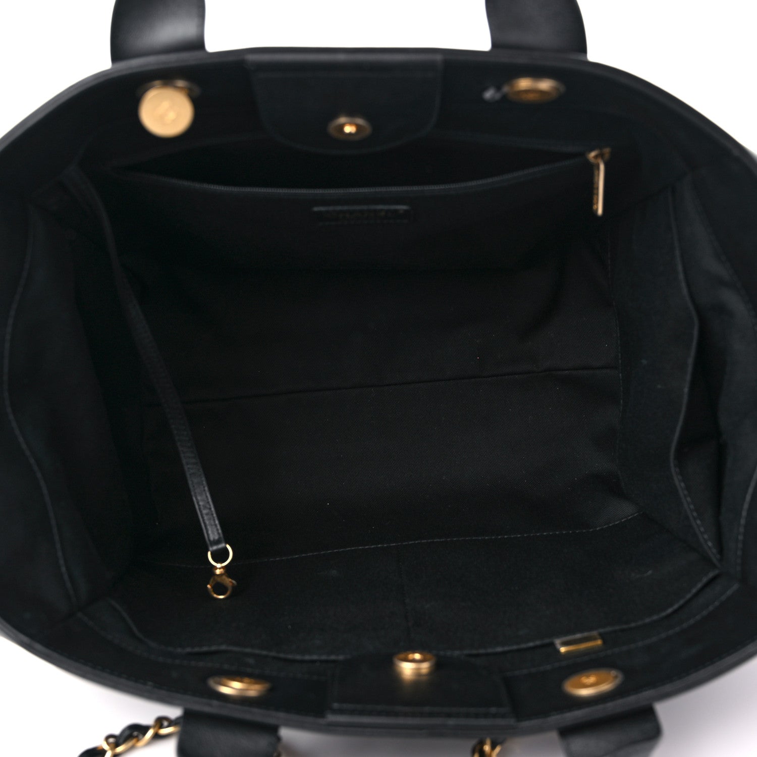 Chanel Calfskin Knit Medium Deauville Tote Black Beige 5 of 9