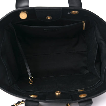 Chanel Calfskin Knit Medium Deauville Tote Black Beige 5 of 9