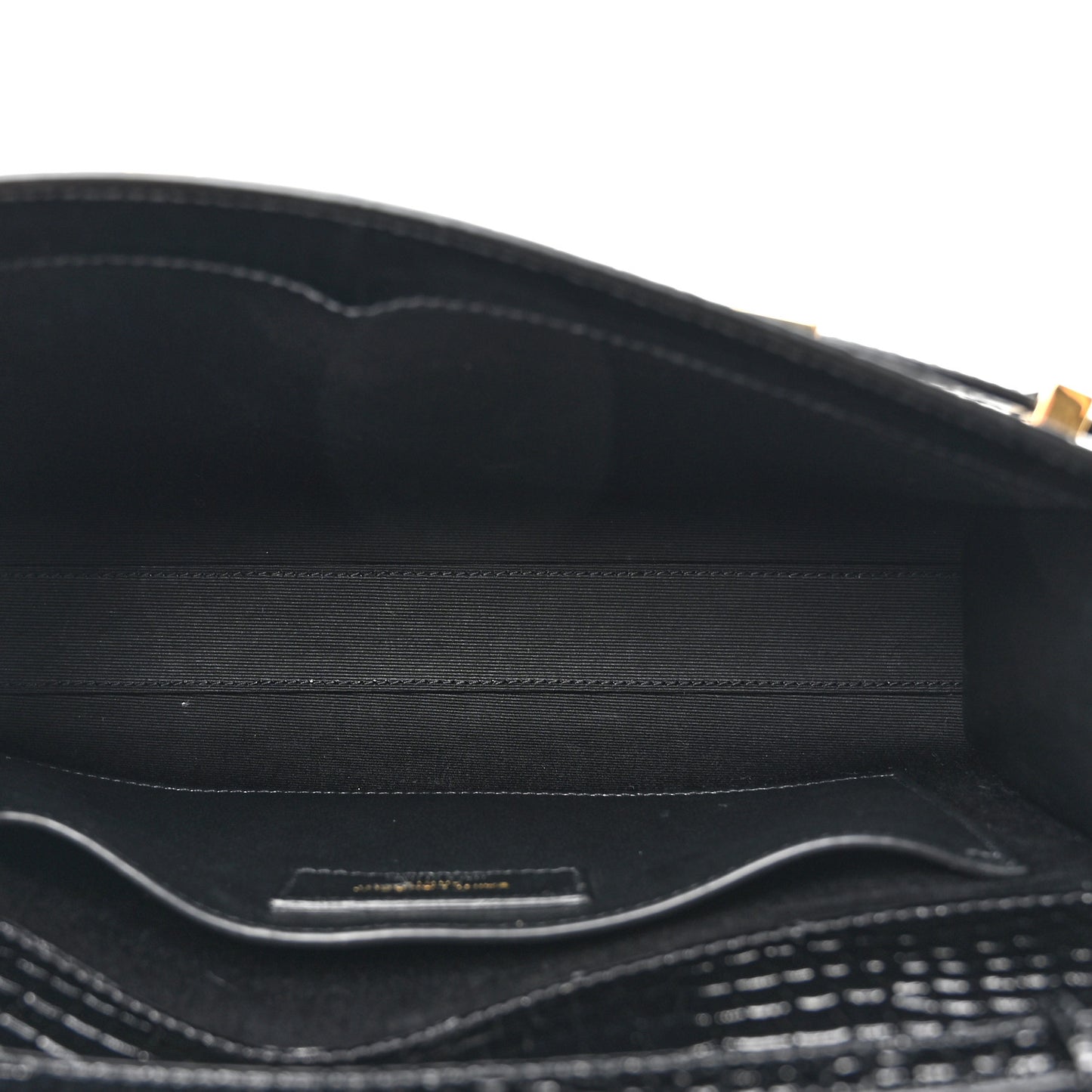 Shiny Calfskin Crocodile Embossed Manhattan Baguette Black
