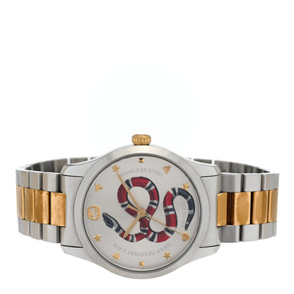 Gucci Stainless Steel 38mm G-Timeless Two Tone Snake Quartz Watch 2 of 5