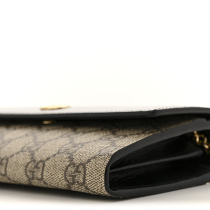 Gucci Dollar Calfskin GG Supreme Monogram Petite GG Marmont Wallet Chain Bag Black Beige Ebony 11 of 11