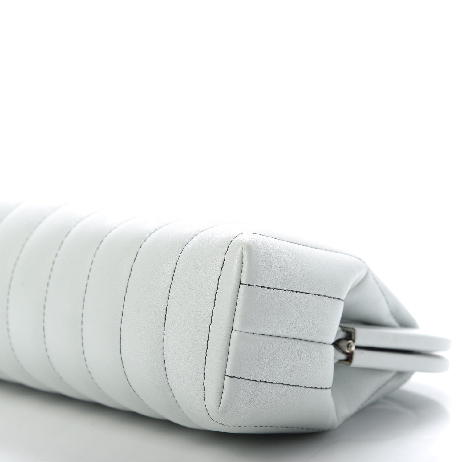 Chanel Lambskin Vertical Quilted Mademoiselle Clutch Light Green 7 of 9