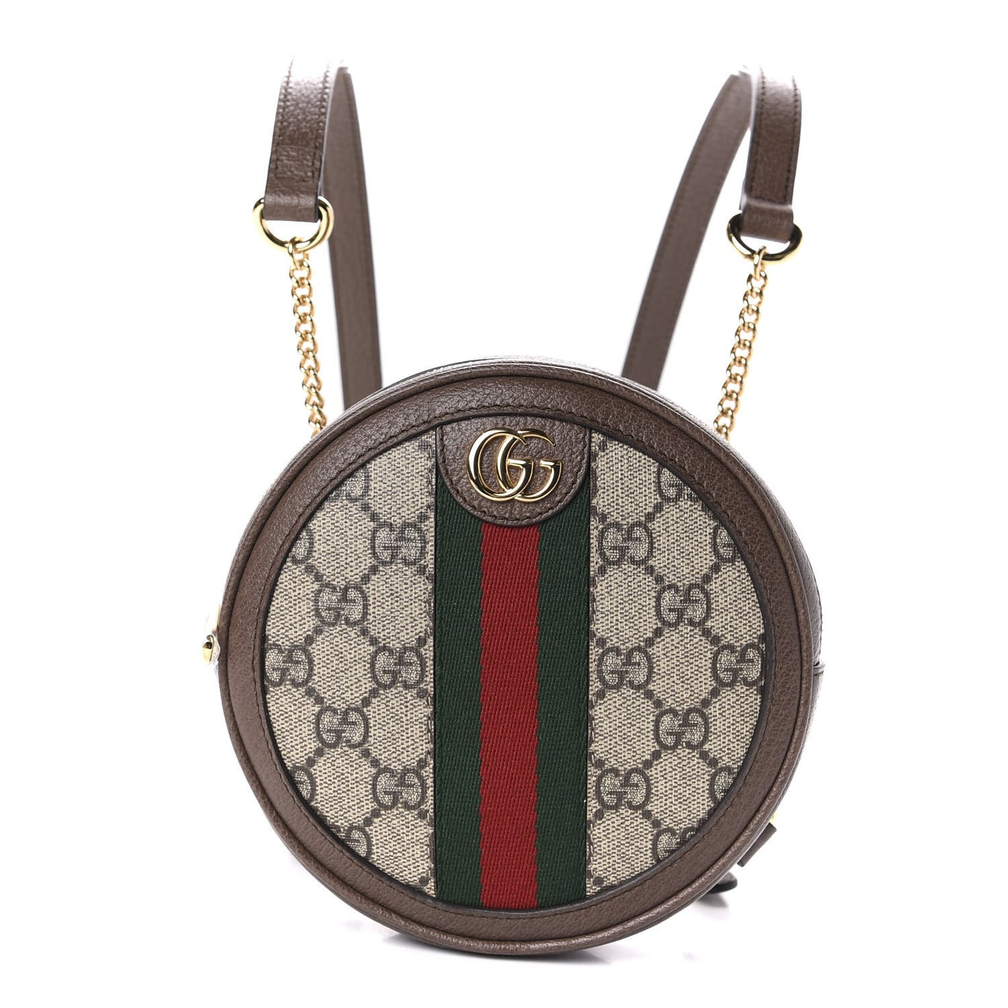 GG Supreme Monogram Web Mini Ophidia Round Backpack Brown