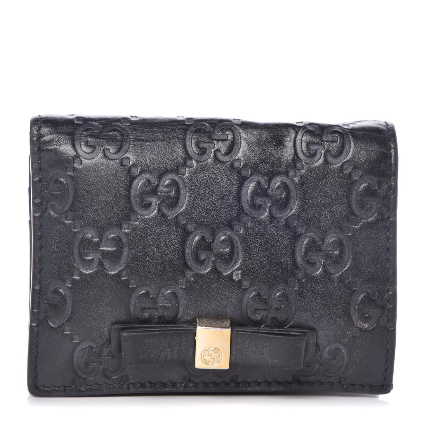 Guccissima Signature Bowy Card Case Wallet Black