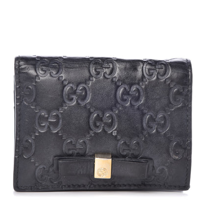 Gucci Guccissima Signature Bowy Card Case Wallet Black 1 of 11