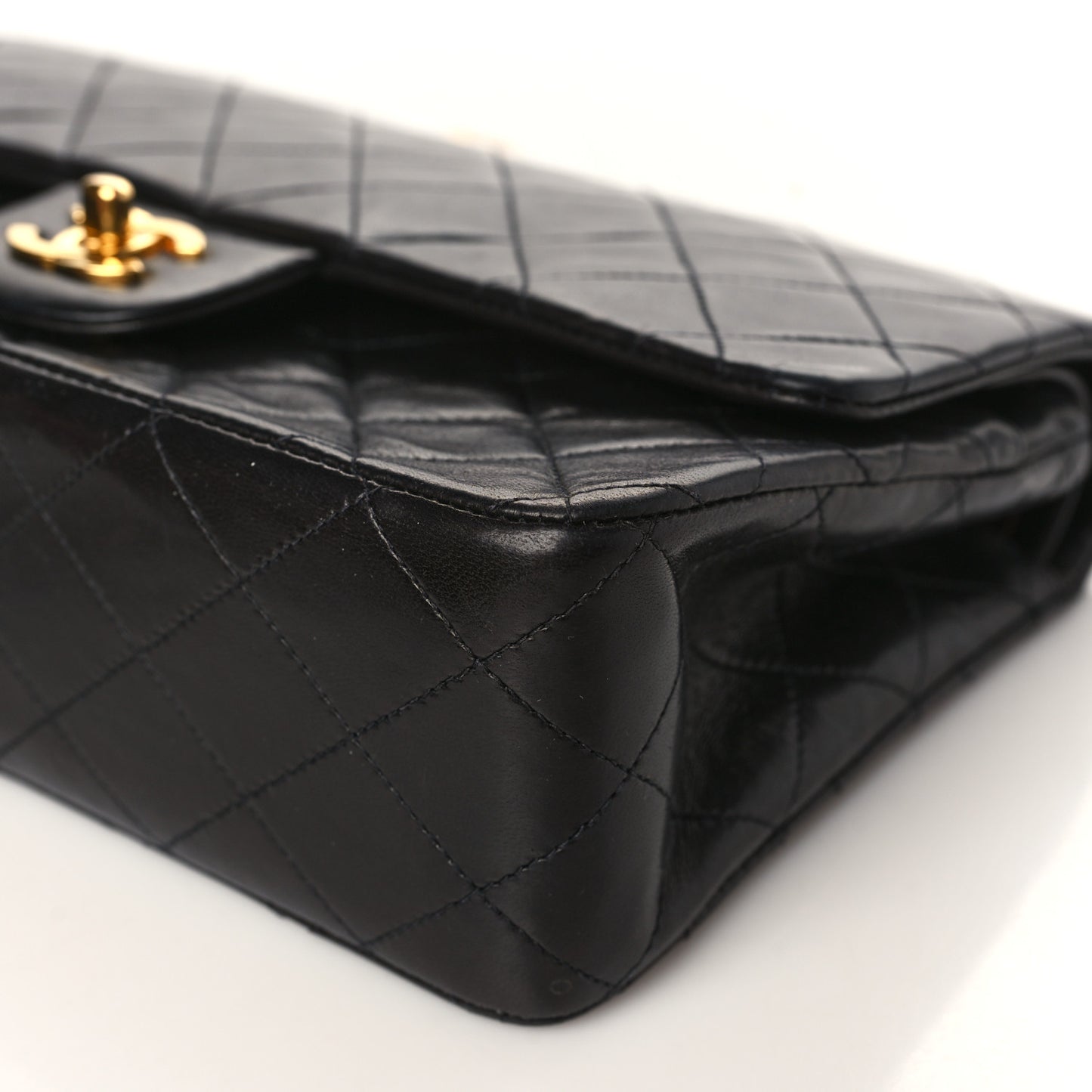 Lambskin Quilted Medium Double Flap Black