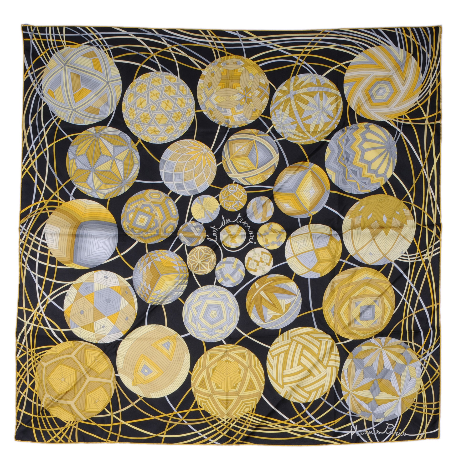 Hermes Silk L'Art du Temari Scarf 90 Black 2 of 6
