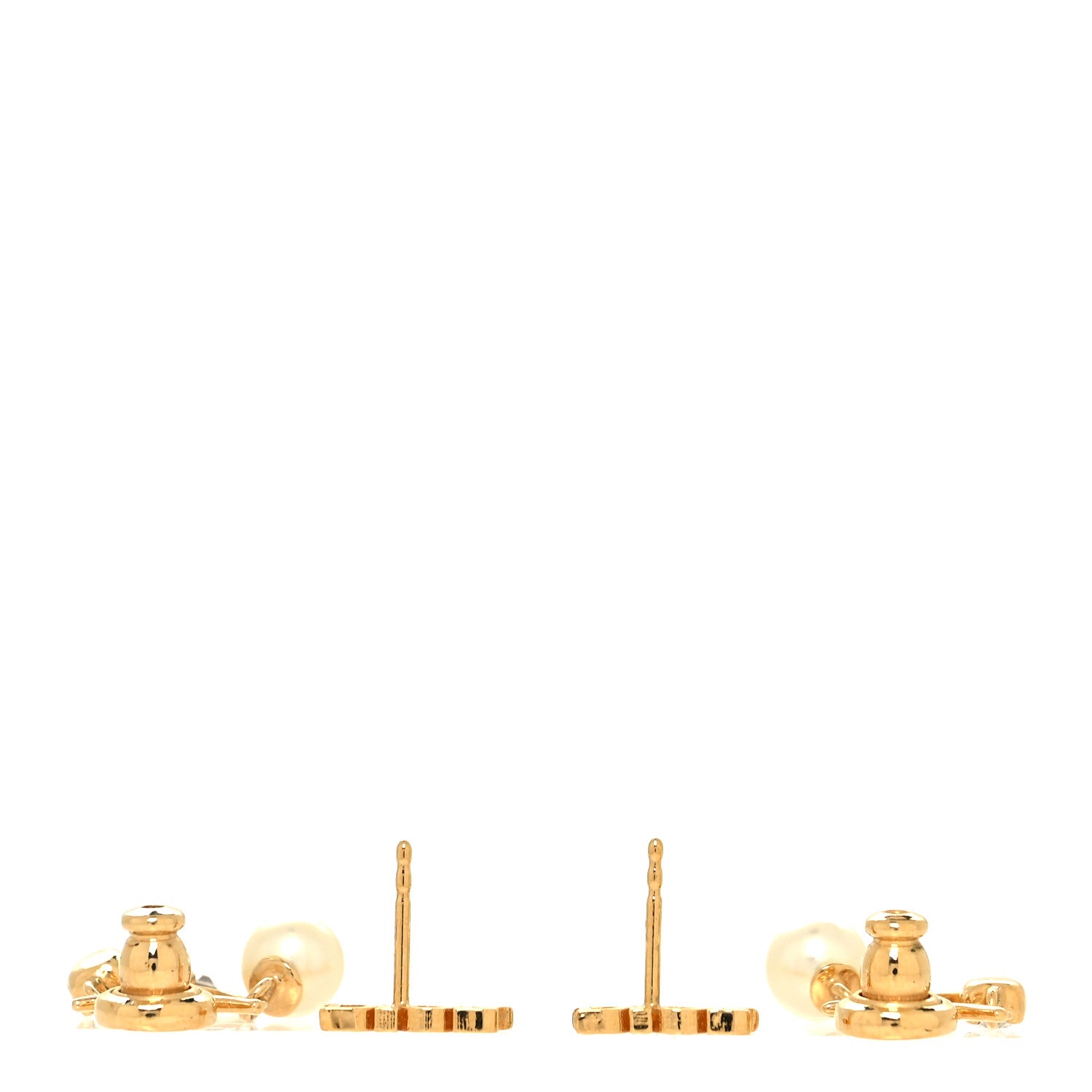 Christian Dior Pearl Crystal Dio(R)evolution Earrings Aged Gold 3 of 4