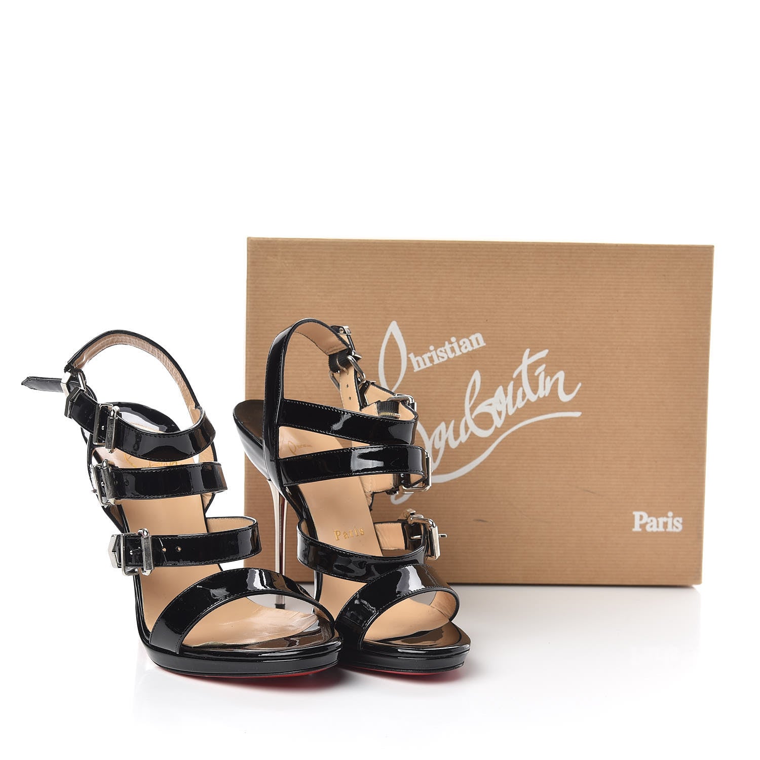 Christian Louboutin Patent Funky 120 Cage Sandals 37.5 Black 9 of 9