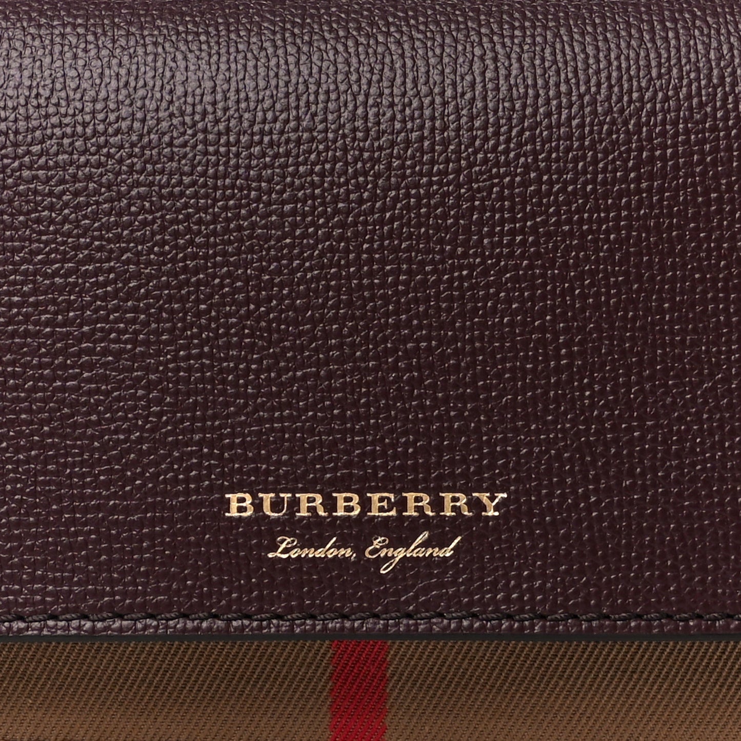 Grained Calfskin House Check Tartan Mix Hampshire Wallet On Chain Burgundy