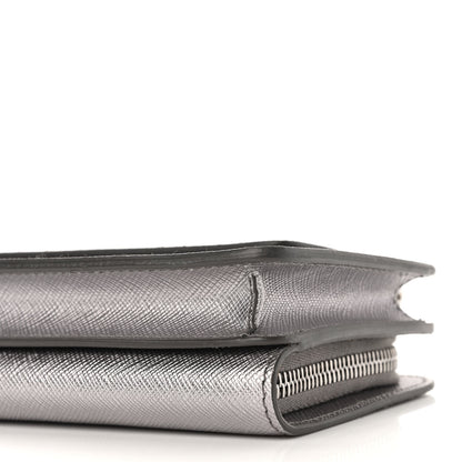 Prada Saffiano Metal Chain Wallet Cromo 10 of 11
