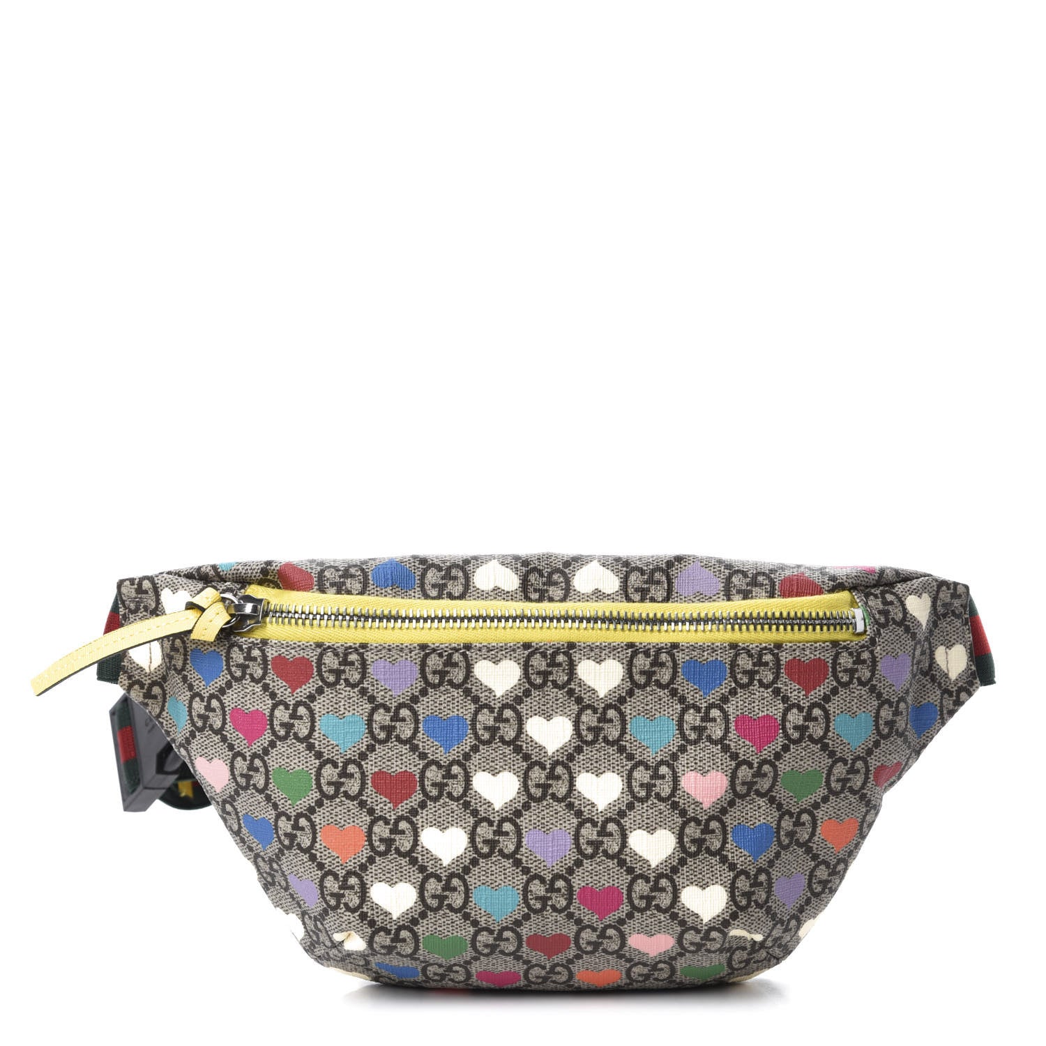 Gucci Soft GG Supreme Monogram Hearts Web Childrens Belt Bag Beige Ebony Multicolor Freesia 1 of 10