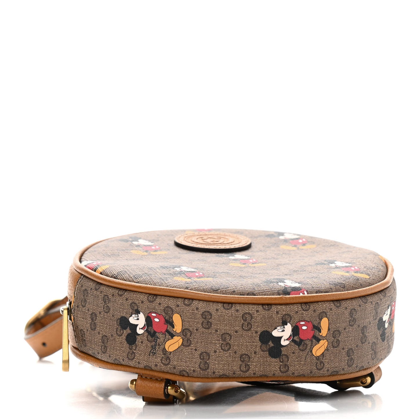 X DISNEY Mini Vintage GG Supreme Monogram Mickey Mouse Round Backpack Beige Vintage Sun Oil