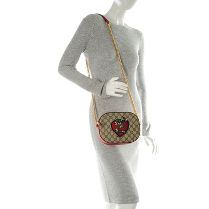 Gucci GG Supreme Monogram Kingsnake Heart Embroidered Mini Chain Shoulder Bag Beige Hibiscus Red 2 of 8