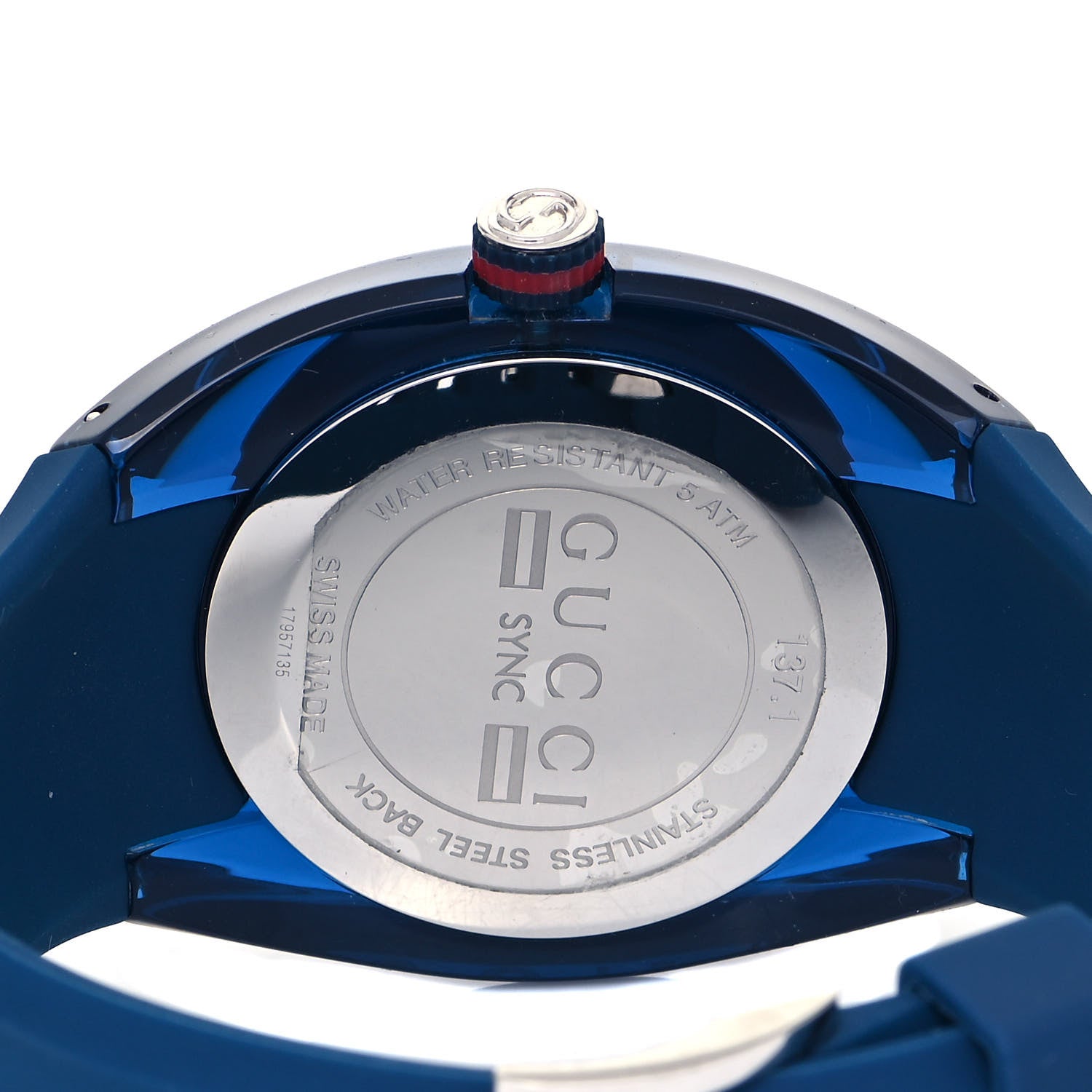 Gucci Stainless Steel Rubber 46mm Sync Web Quartz Watch Blue 4 of 5