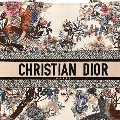 Christian Dior Canvas Embroidered Large Jardin D'Hiver Book Tote Latte Multicolor 8 of 16