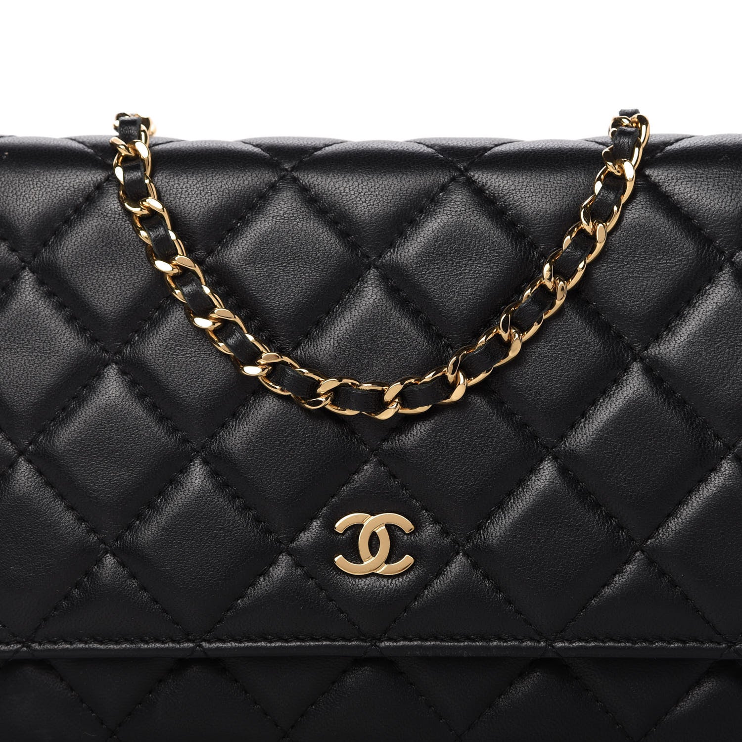 Chanel Lambskin Quilted Wallet On Chain WOC Black 11 of 13
