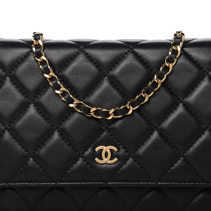 Chanel Lambskin Quilted Wallet On Chain WOC Black 11 of 13
