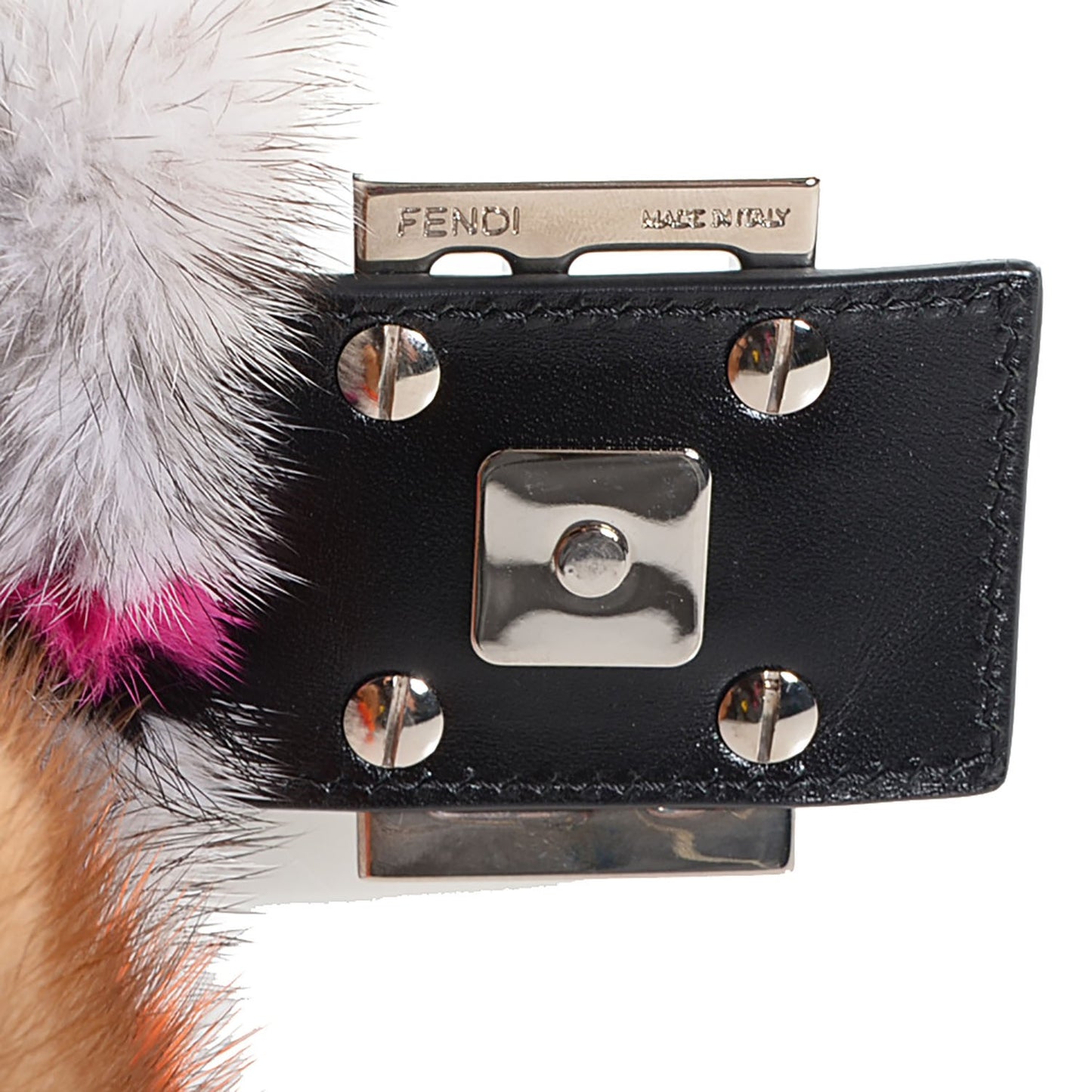 Mink Fur Striped Baguette Natural Multicolor