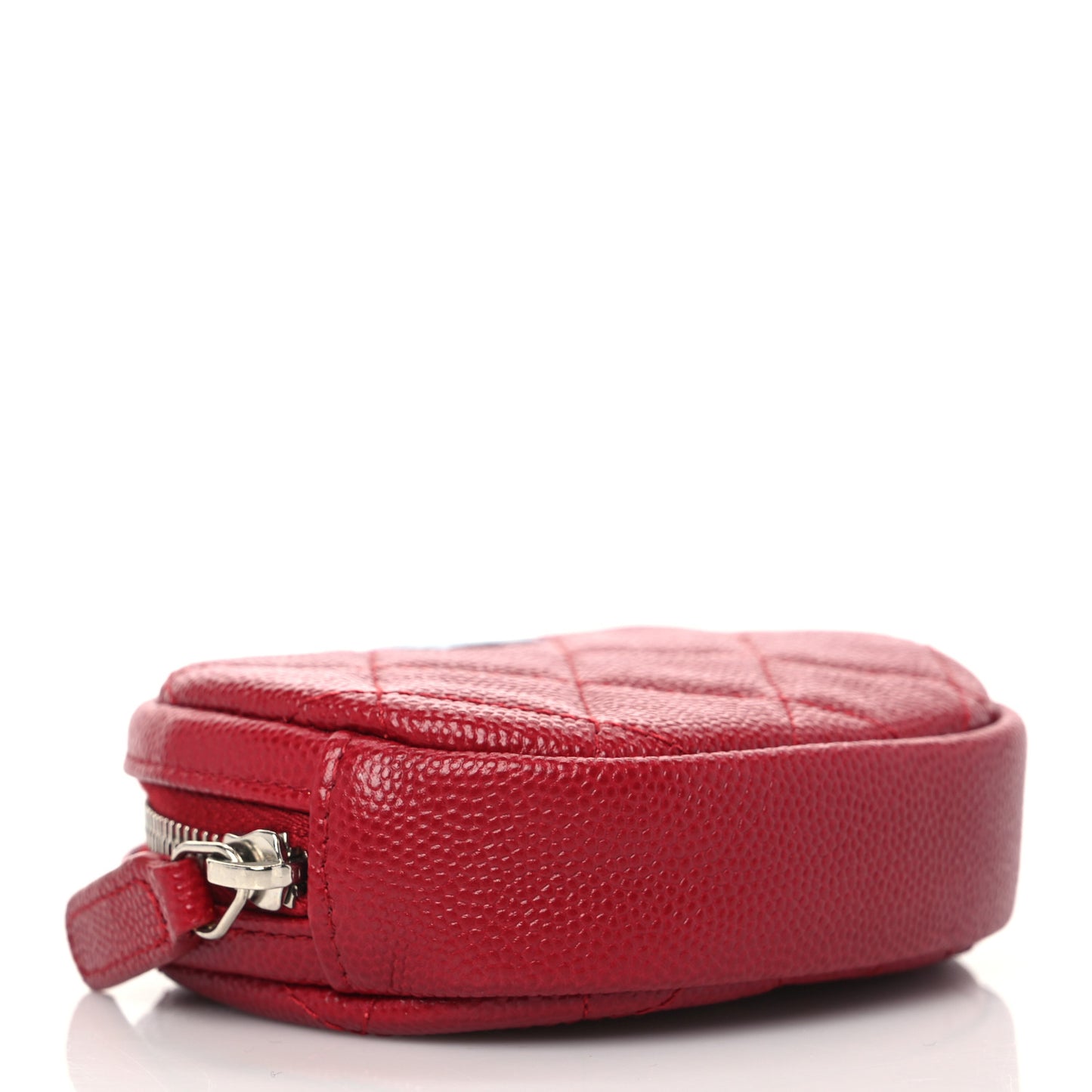 Caviar Quilted Zip Around Classic Coin Purse Red