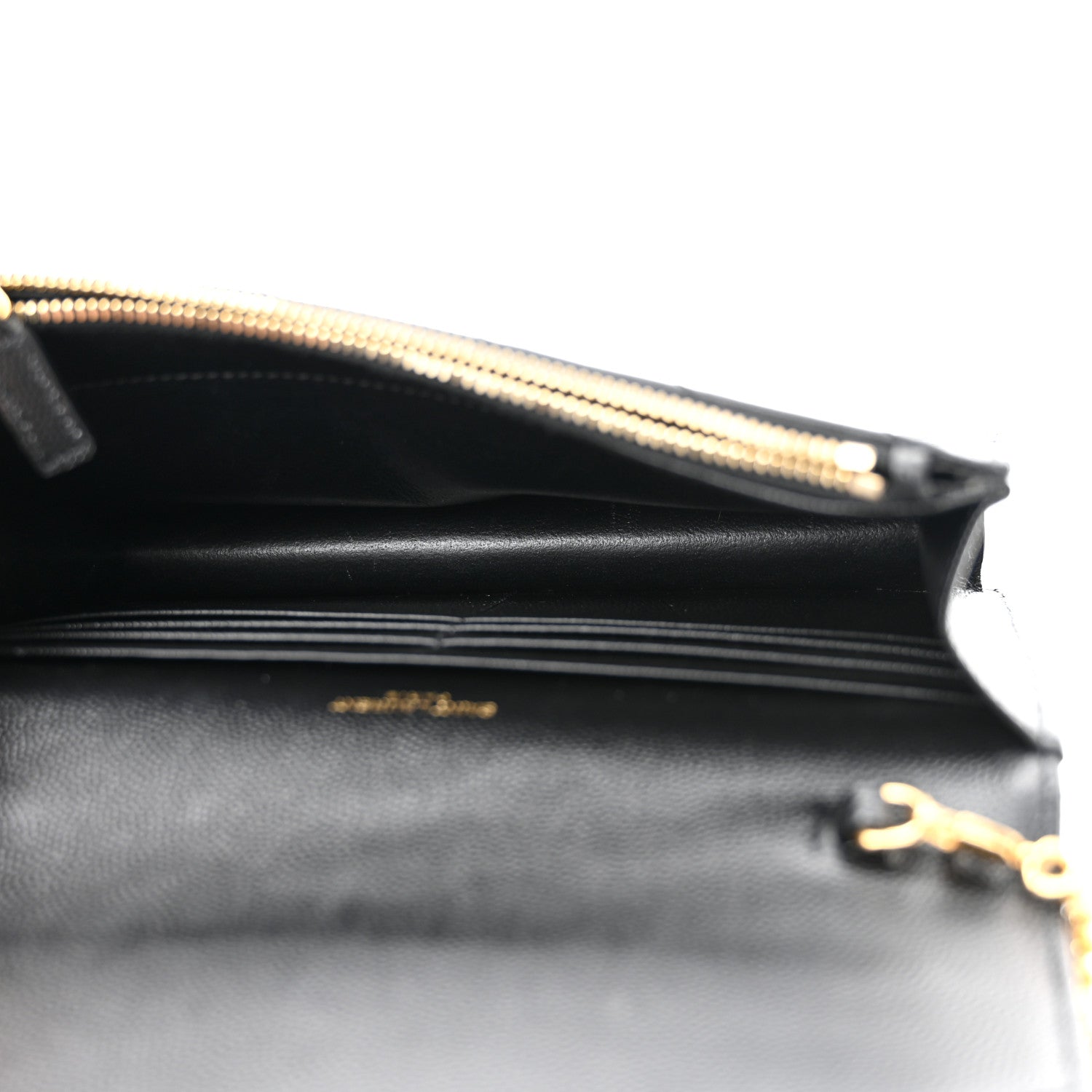 Saint Laurent Grain De Poudre Matelasse Chevron Monogram Envelope Chain Wallet Black 4 of 8