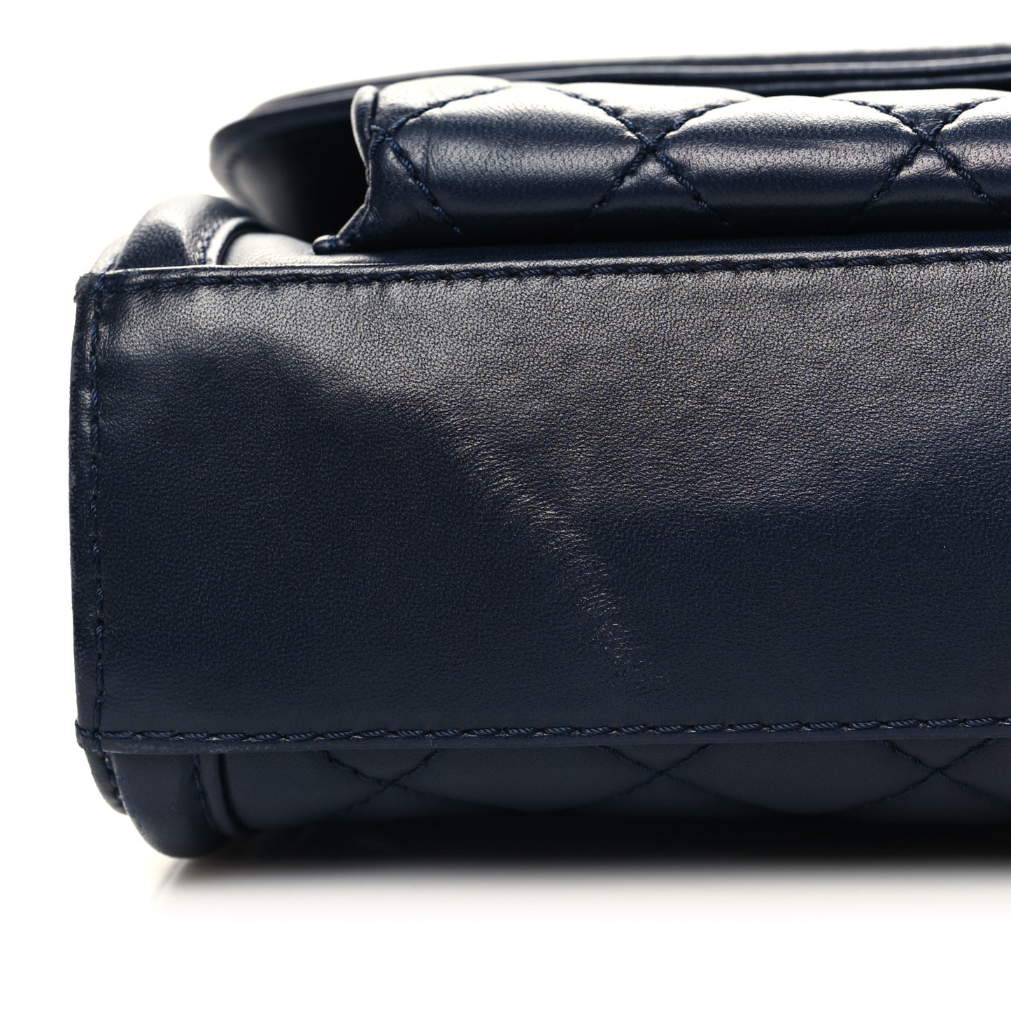 Lambskin Quilted Small Geometric Flap Navy