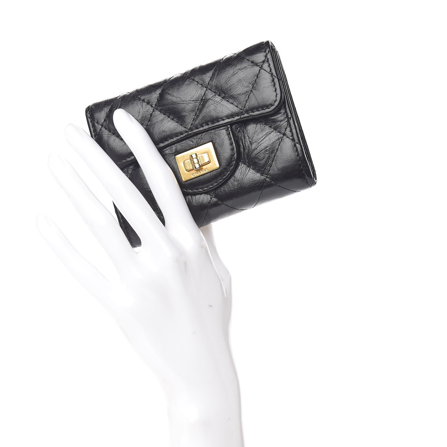 Chanel Aged Calfskin Quilted Reissue Flap Card Holder Black 2 of 9