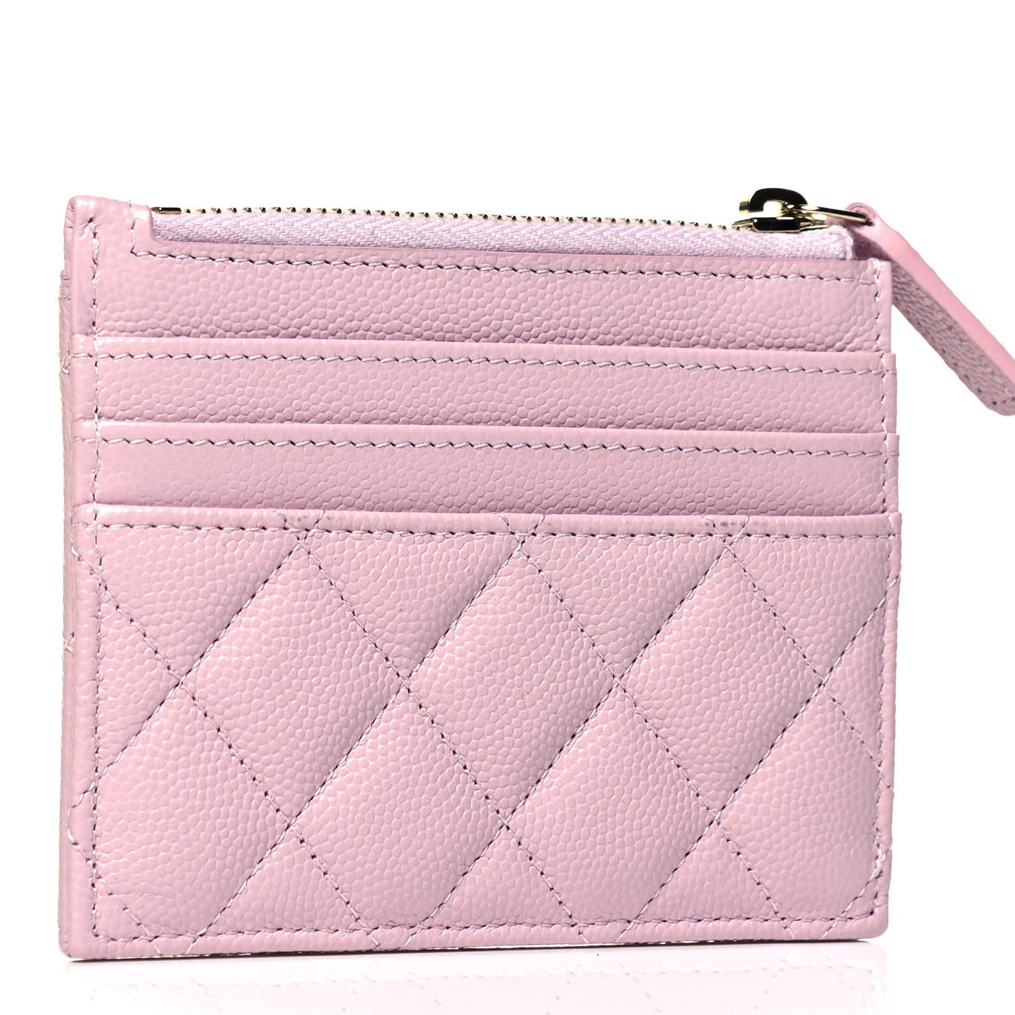 Caviar Quilted CC Zip Card Holder Light Pink