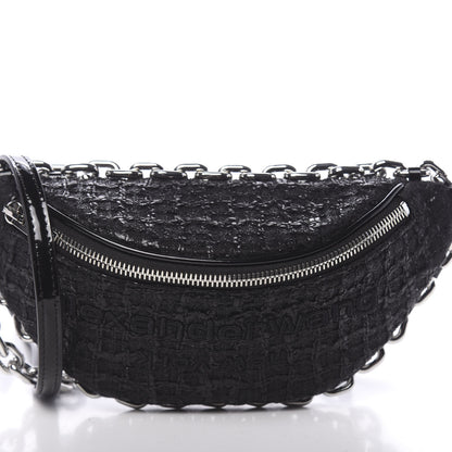 Alexander Wang Patent Tweed Chain Embellished Attica Belt Bag Black 9 of 11