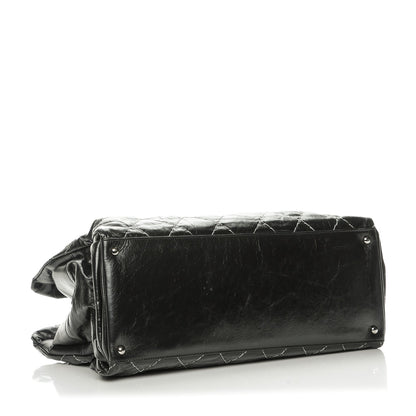 Chanel Glazed Goatskin Double Contrast Stitch Large Tote Black 4 of 7