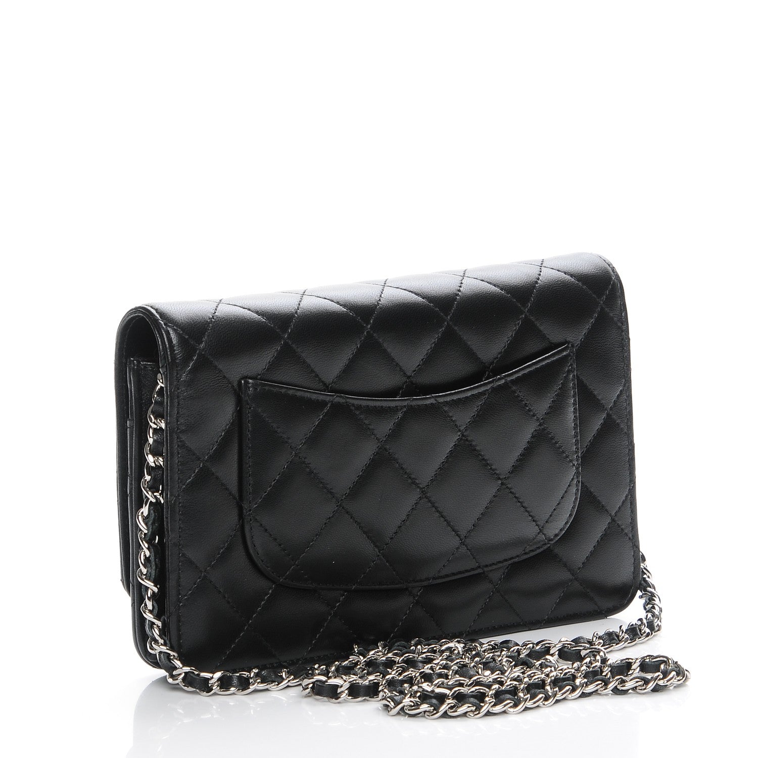 Chanel Lambskin Quilted Wallet On Chain WOC Black 3 of 9